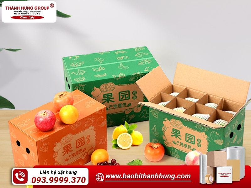 Thùng carton đựng trái cây có vách ngăn
