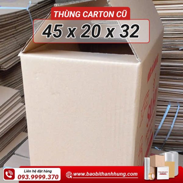 Thùng carton cũ 45x20x32 cm giá rẻ chất lượng