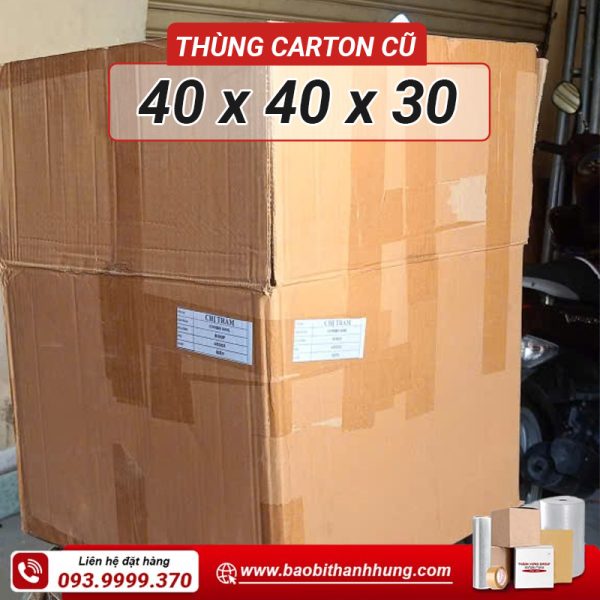 Thùng carton 5 lớp cũ 40x40x30 giá rẻ