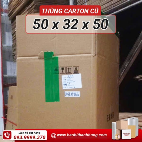 Thùng carton cũ 5 lớp 50x32x50 giá rẻ chất lượng
