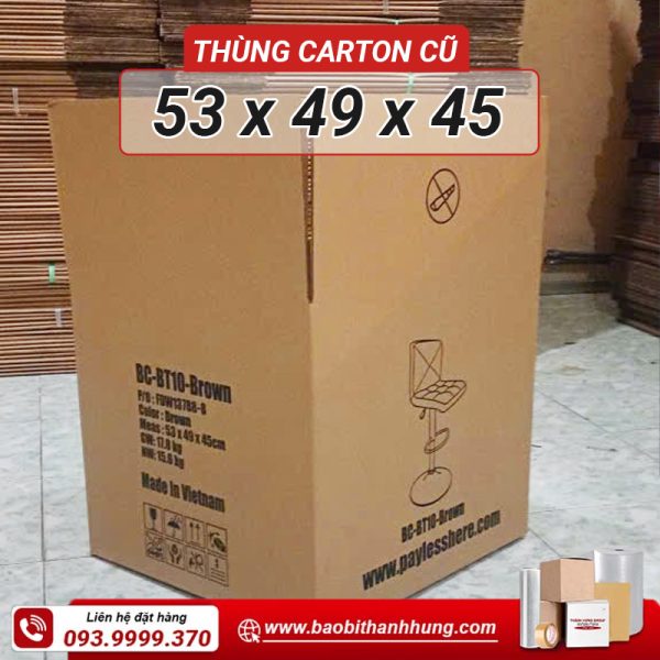 Thùng carton 5 lớp cũ 53x49x45 giá rẻ