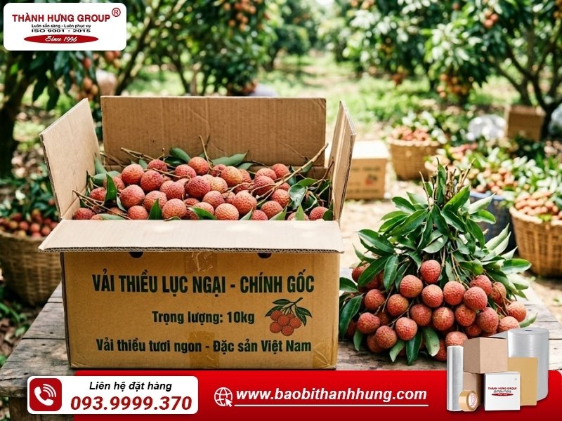 Bao Bì Thành Hưng sản xuất thùng carton đựng vải thiều chất lượng.