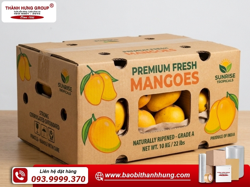 Cấu tạo của thùng carton đựng xoài tiêu chuẩn