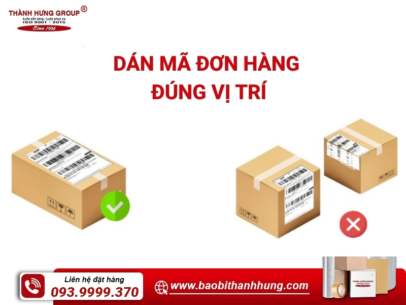 Dán mã đơn hàng đúng vị trí.