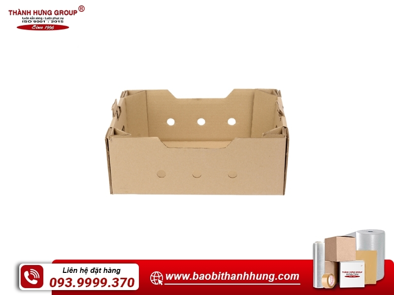 Hộp carton có lỗ thóng khí 2 bên phù hợp với hoa quả nhiệt đới