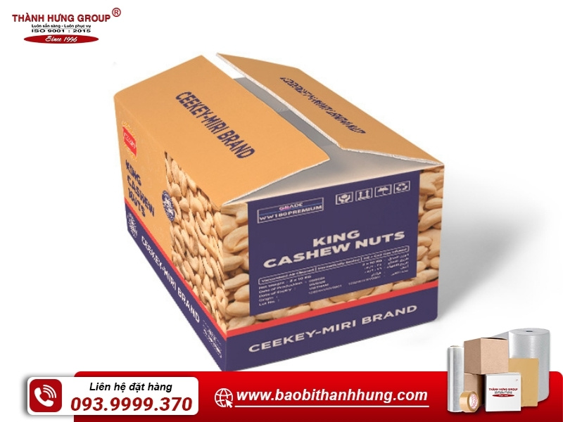 Lựa chọn thùng carton đựng hạt điều có kiểu dáng phù hợp, bảo vệ sản phẩm tốt.