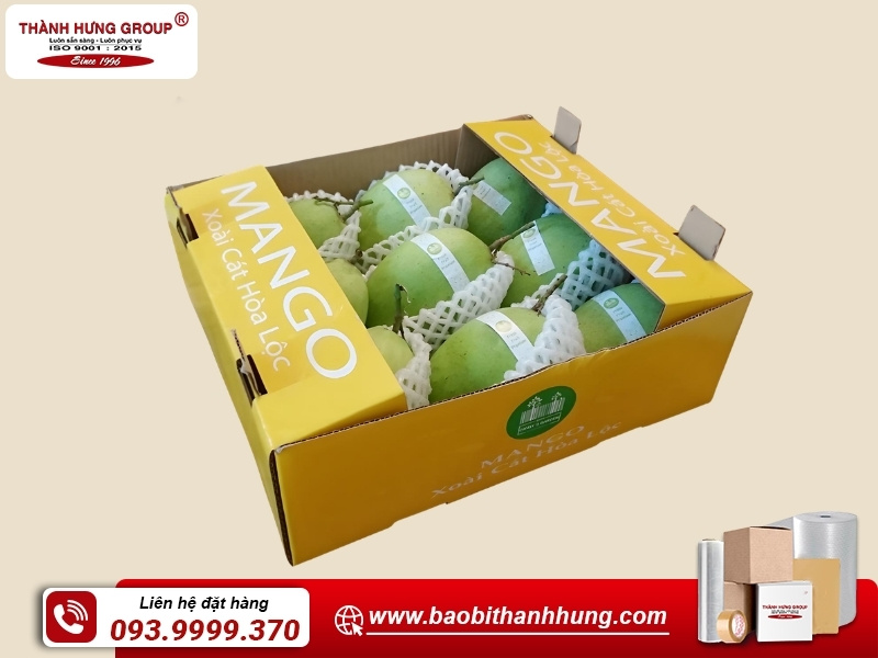 Thùng carton đựng xoài kích thước đa dạng.