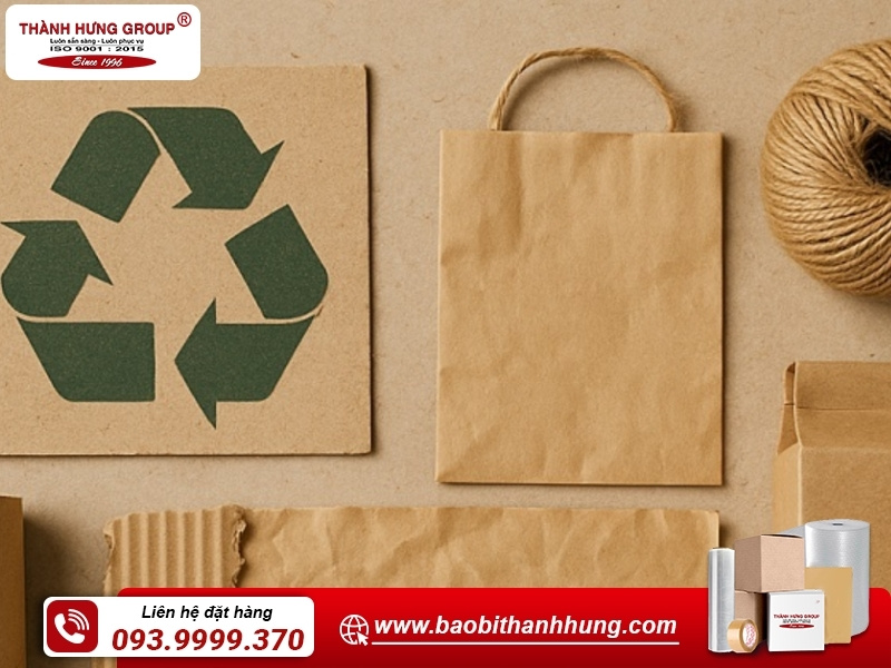 Sử dụng bao bì tái chế là xu hướng đóng gói phổ biến hiện nay.