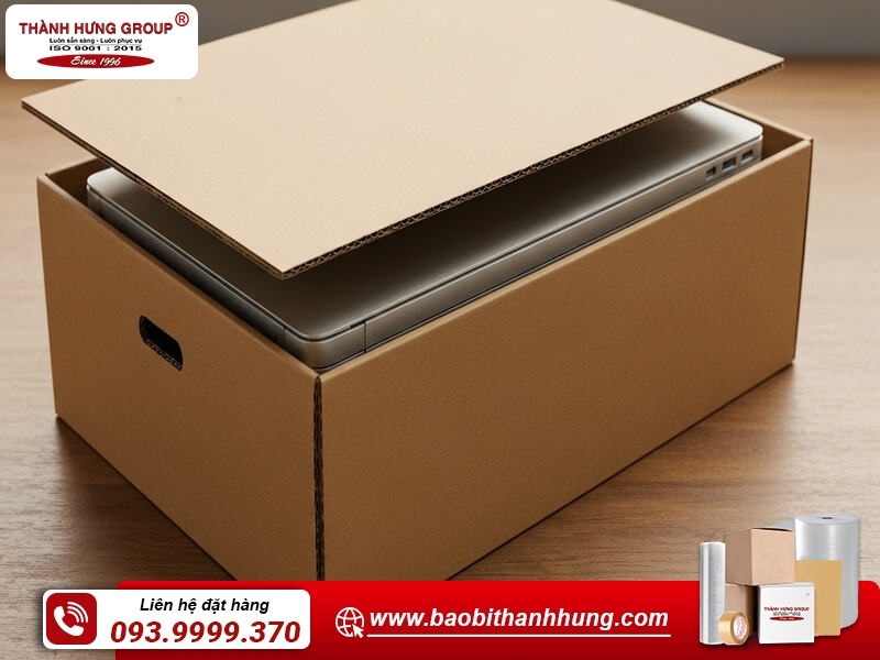 Thùng carton đựng máy tính Bao Bì Thành Hưng có độ bền cao, giá thành hợp lý