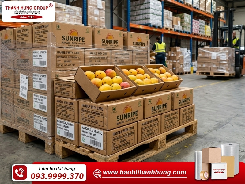 Thùng carton đựng xoài chất lượng cao tại Bao Bì Thành Hưng.
