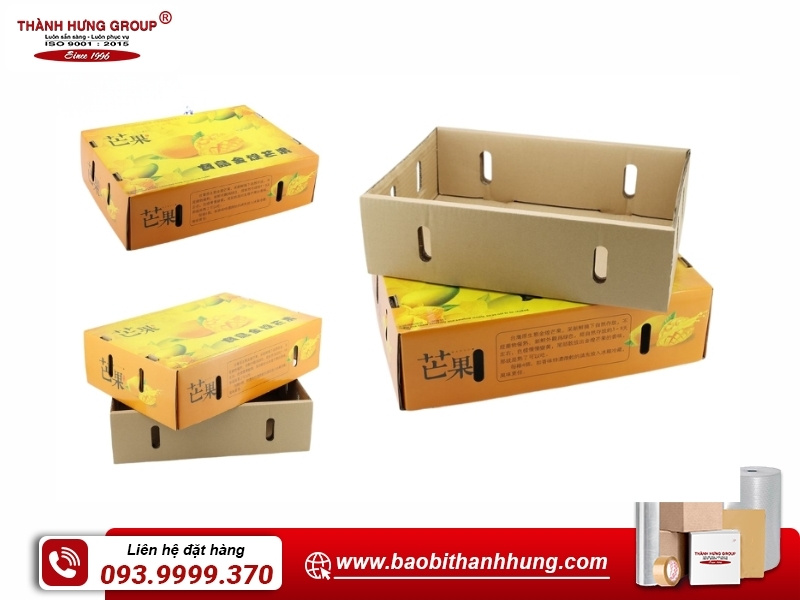 Thùng carton đựng xoài nắp chồm.