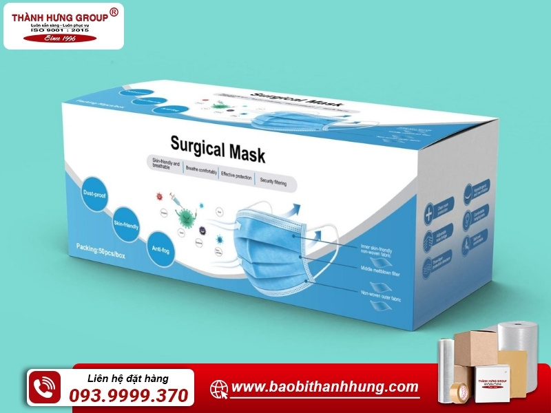 Tham khảo thùng carton đựng khẩu trang tại Bao Bì Thành Hưng.
