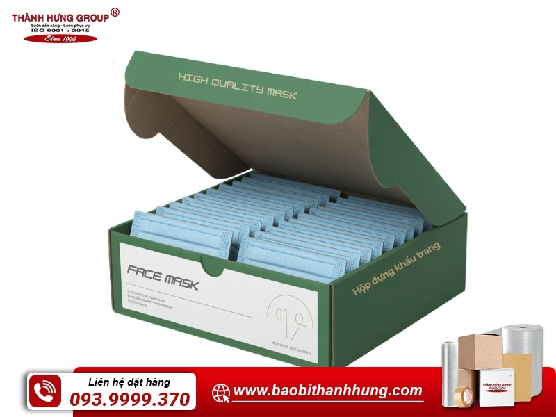 Thùng carton đựng khẩu trang đa dạng kiểu dáng.