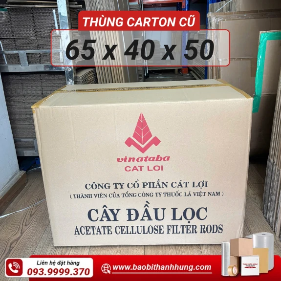 Thùng carton cũ 5 lớp Cây Đầu Lọc 65x40x50cm