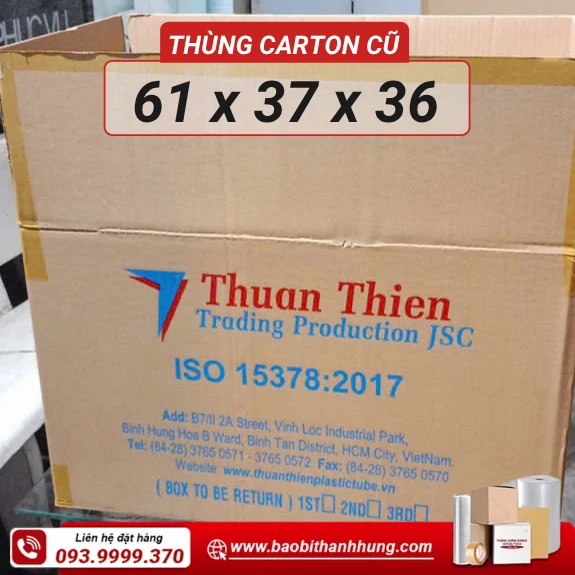 Thùng carton cũ 61x37x36cm 3 lớp