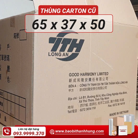 Thùng carton cũ 65x37x50cm 5 lớp
