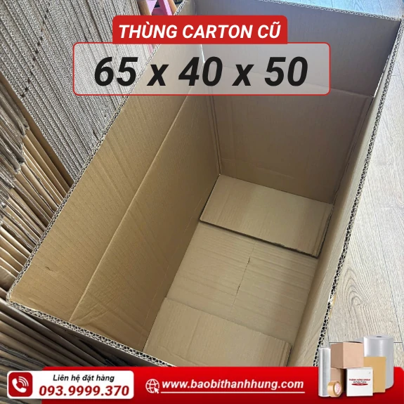Thùng carton cũ 65x40x50cm 5 lớp
