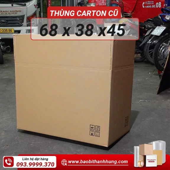 Thùng carton cũ 68x38x45cm 3 lớp