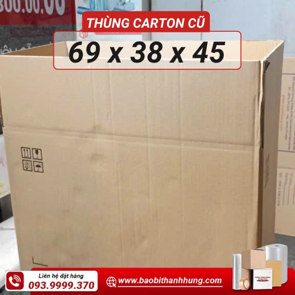Thùng carton cũ 69x38x45cm 3 lớp