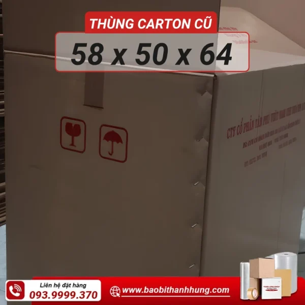 Thùng carton cũ 58x50x64 cm 5 lớp
